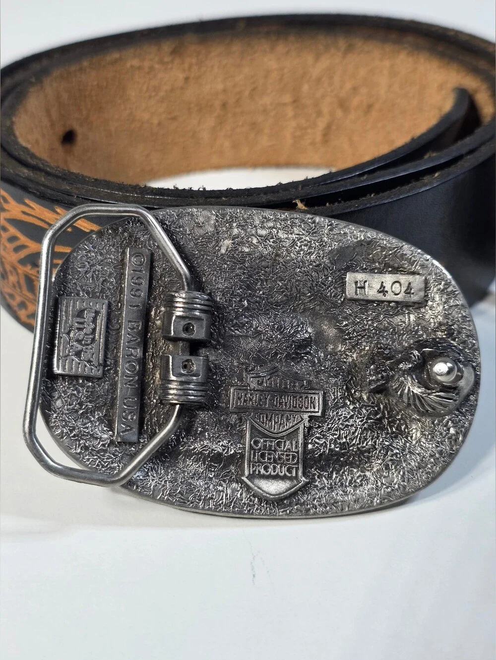 Harley-Davidson Vintage Black Leather Belt 40
